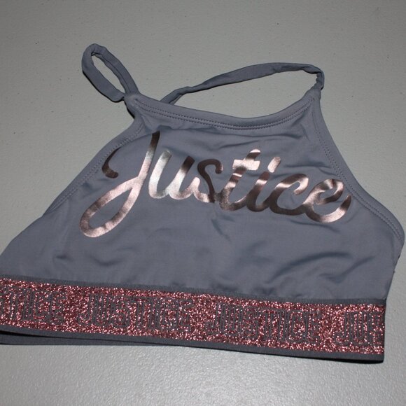 Grey 2 Pcs Justice Bikini Swimsuit Size 10 - Picture 3 of 11